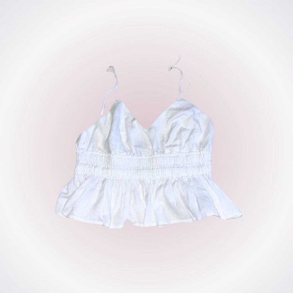 Cotton Candy White Peplum Cami Top | Sz S